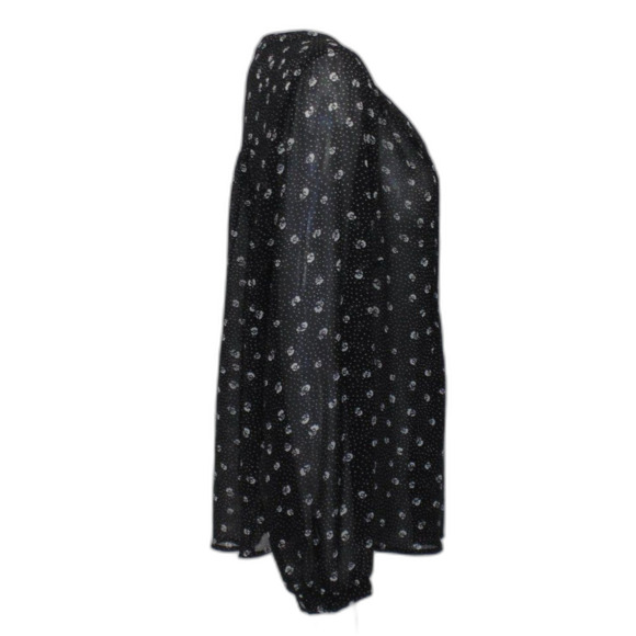 TORRID Top/Tunic, 1/1X, Black, Floral, Pintuck Pleated Bib, Long sleeve, V-neck - Picture 7 of 15